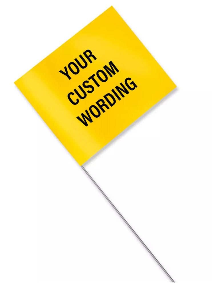 Custom Printed 2.5" x 3.5" Marking Flags with Wire Stakes | 1,000 Pack